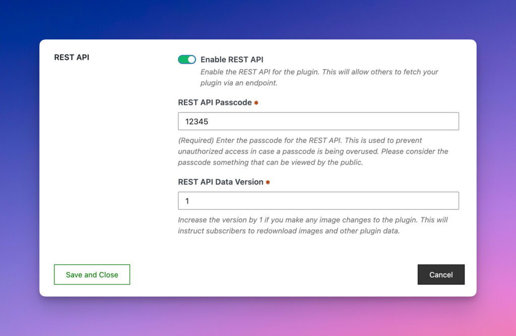 Enabling a REST API in a Custom Plugin