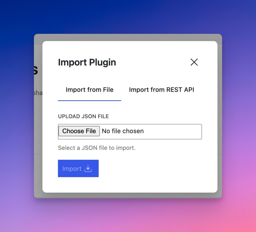 Import from JSON File Option