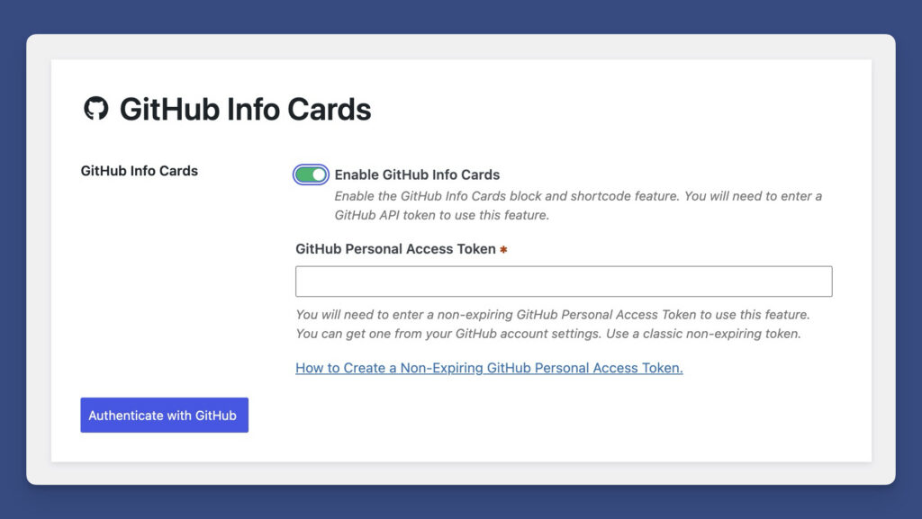 Enabling the GitHub Personal Access Token