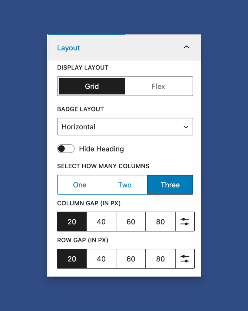 Block Sidebar Options