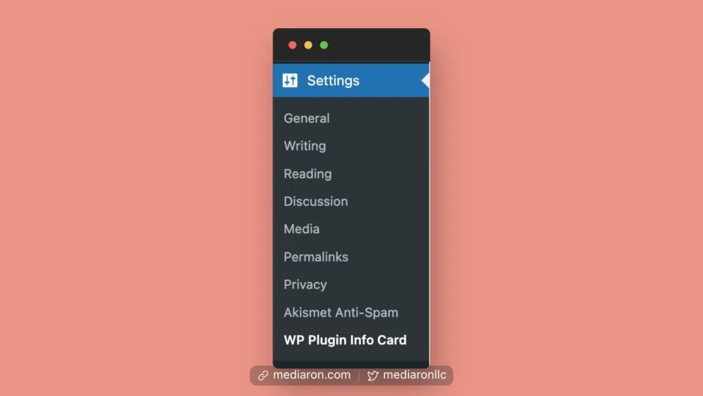WP Plugin Info Card under the Setting's Menu
