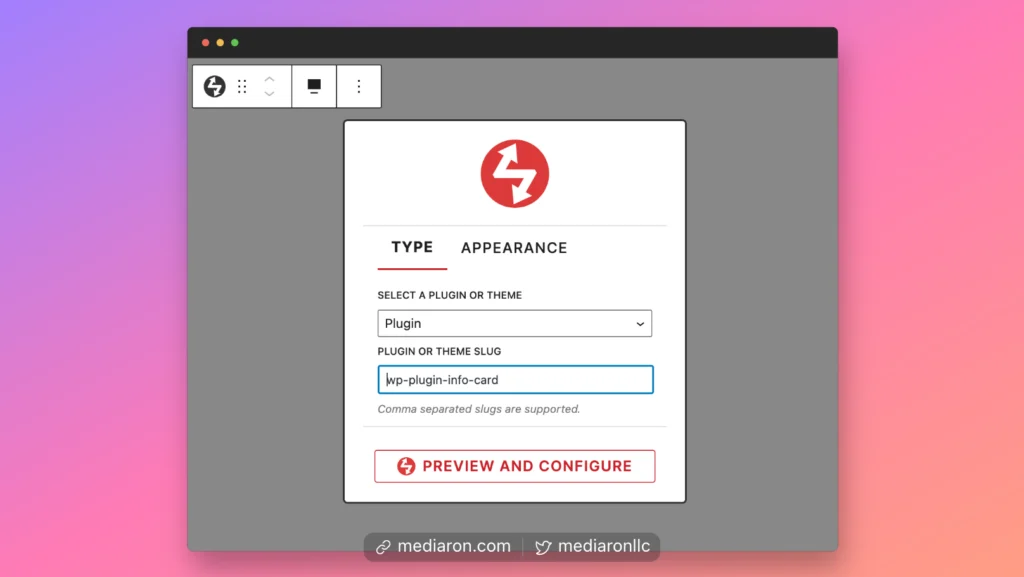Configure the Plugin Info Card Block