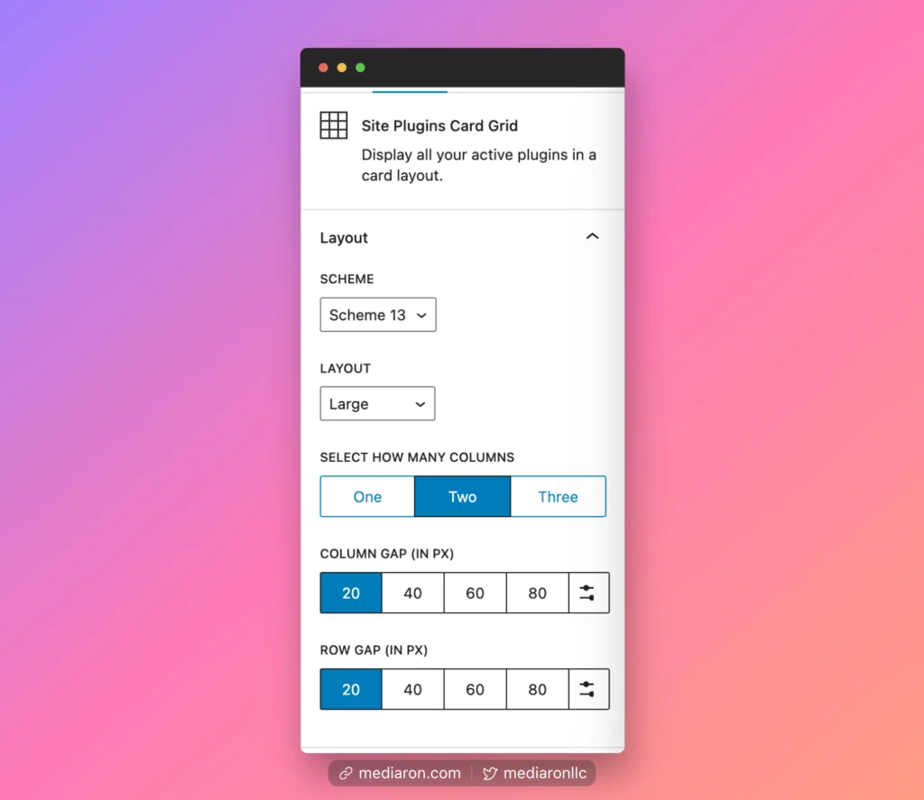 Plugin Sidebar Options for Layouts