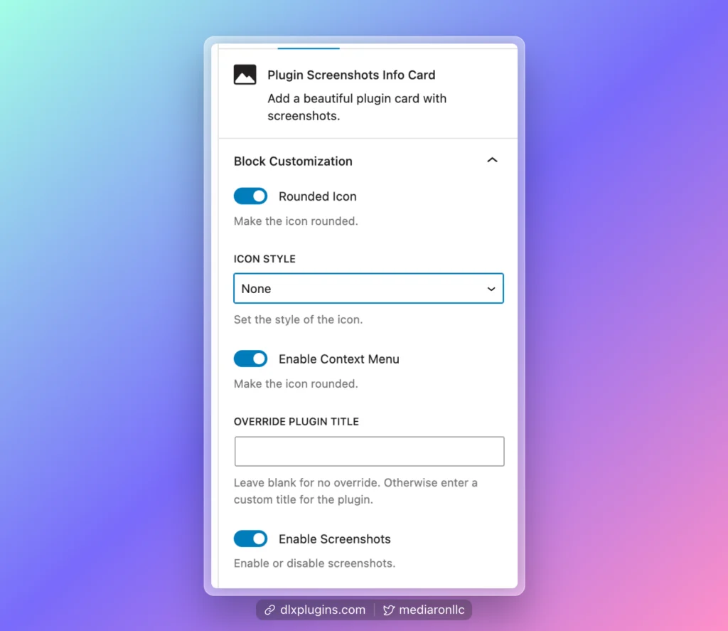 Block Sidebar Options