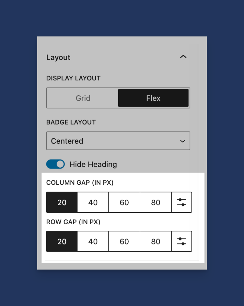 Block Spacing Controls